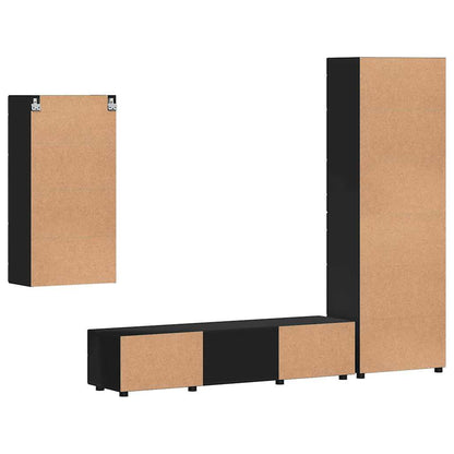vidaXL TV Cabinet Set FLORIN 3 pcs Black Engineered Wood