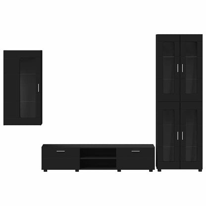 vidaXL TV Cabinet Set FLORIN 3 pcs Black Engineered Wood