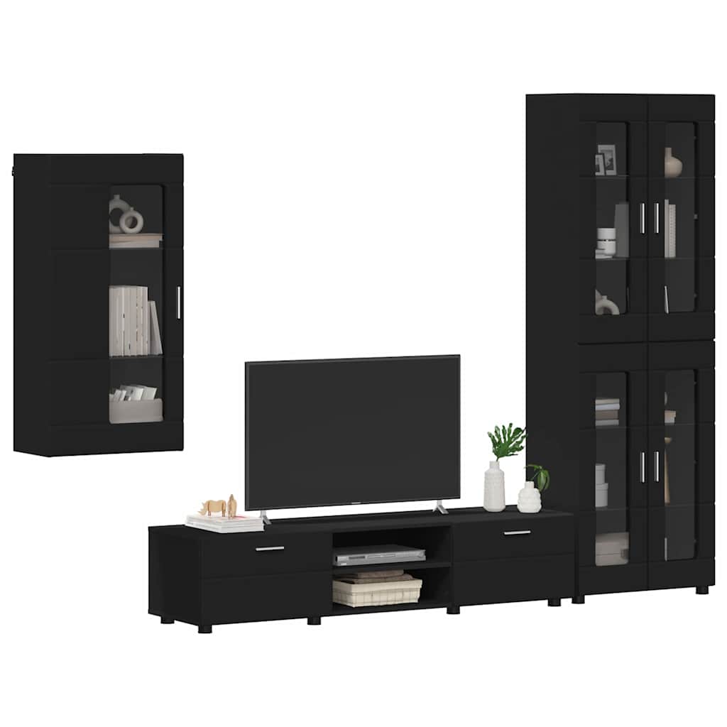 vidaXL TV Cabinet Set FLORIN 3 pcs Black Engineered Wood