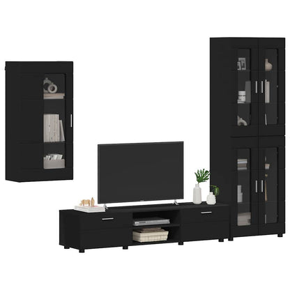 vidaXL TV Cabinet Set FLORIN 3 pcs Black Engineered Wood