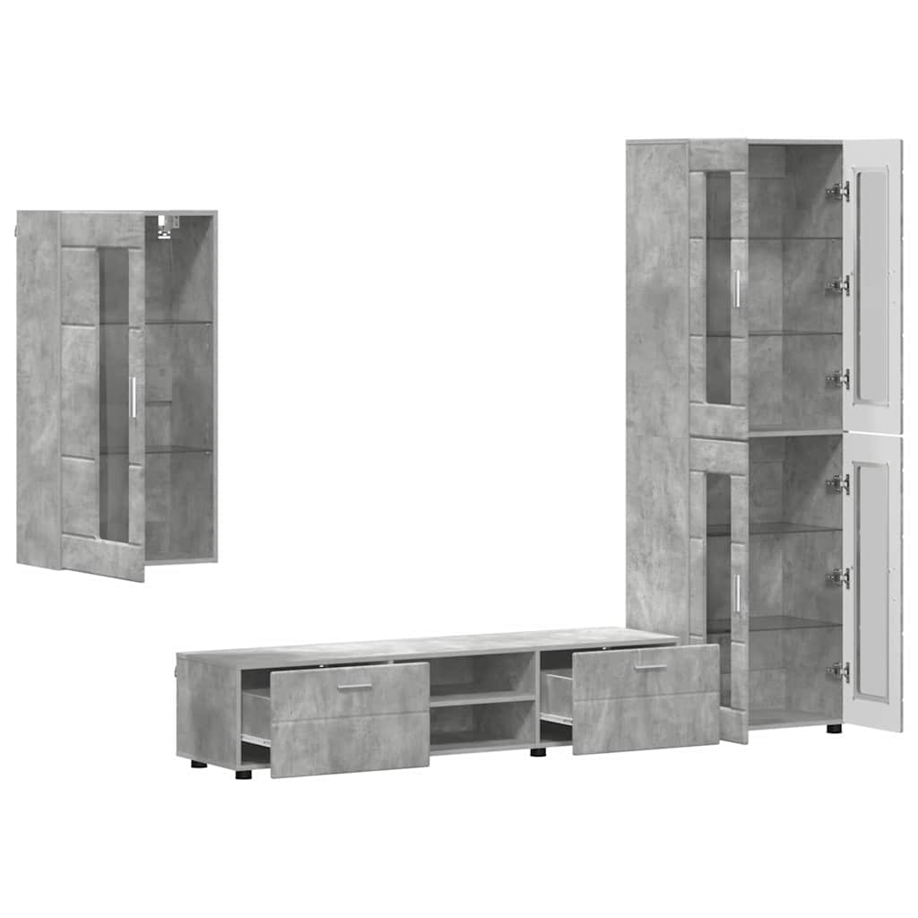 vidaXL TV Cabinet Set FLORIN 3 pcs Concrete Grey Engineered Wood