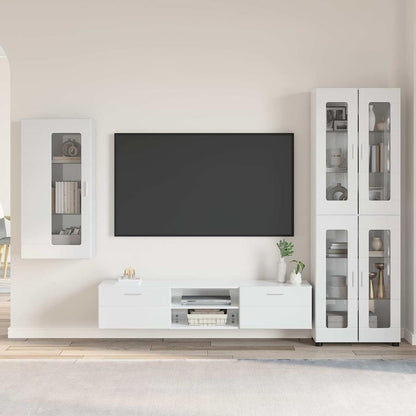 vidaXL TV Cabinet Set FLORIN 3 pcs High Gloss White Engineered Wood