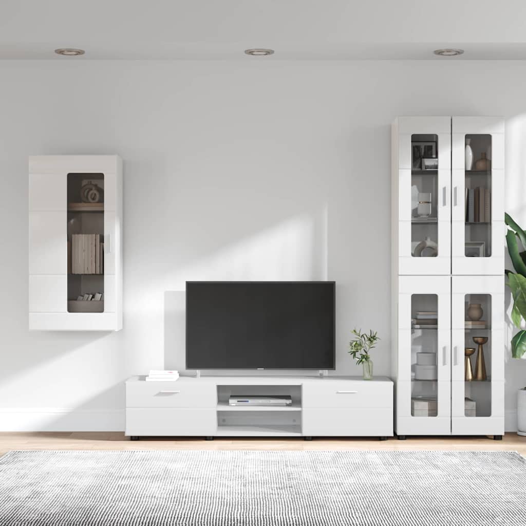vidaXL TV Cabinet Set FLORIN 3 pcs High Gloss White Engineered Wood