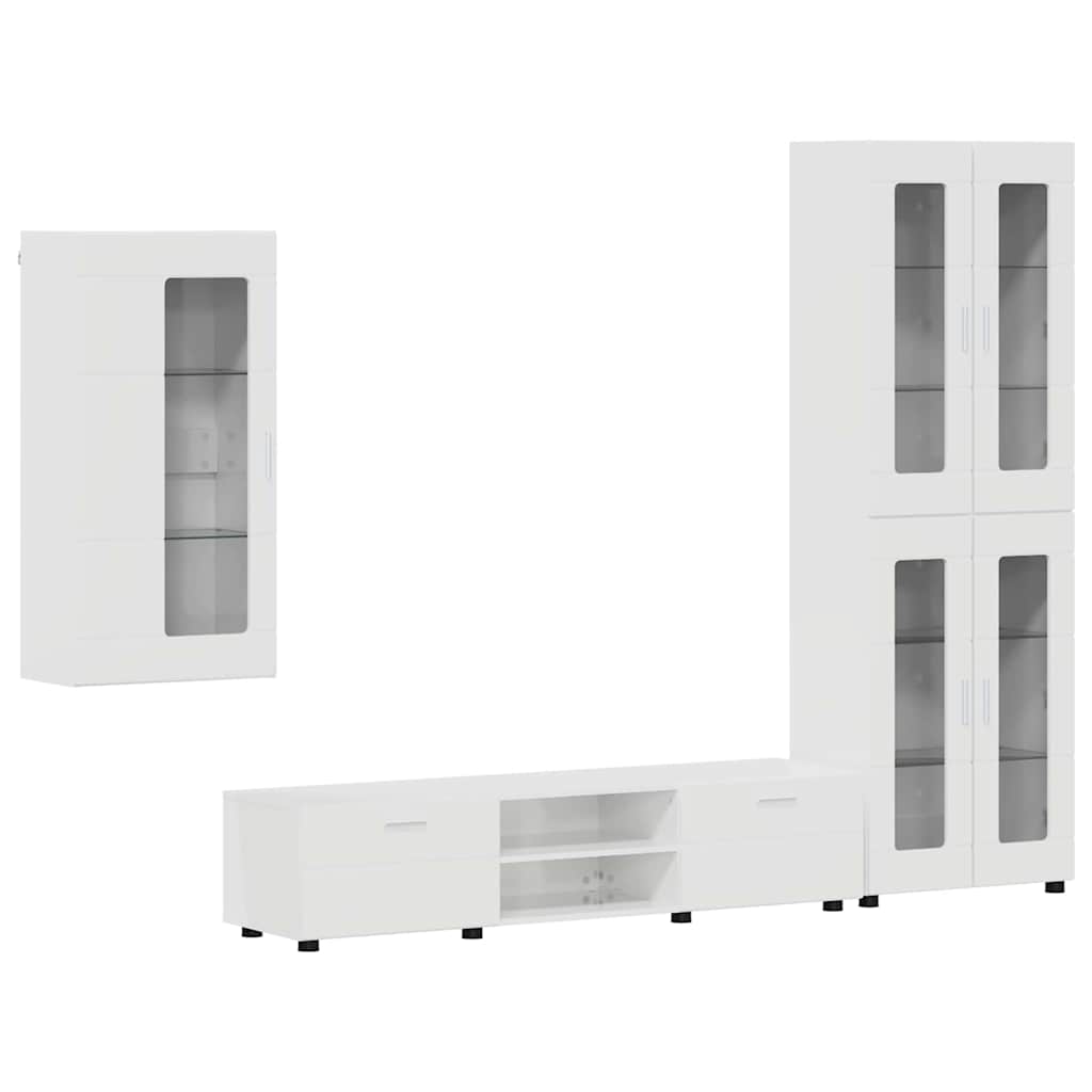 vidaXL TV Cabinet Set FLORIN 3 pcs High Gloss White Engineered Wood