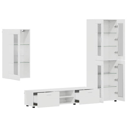 vidaXL TV Cabinet Set FLORIN 3 pcs High Gloss White Engineered Wood
