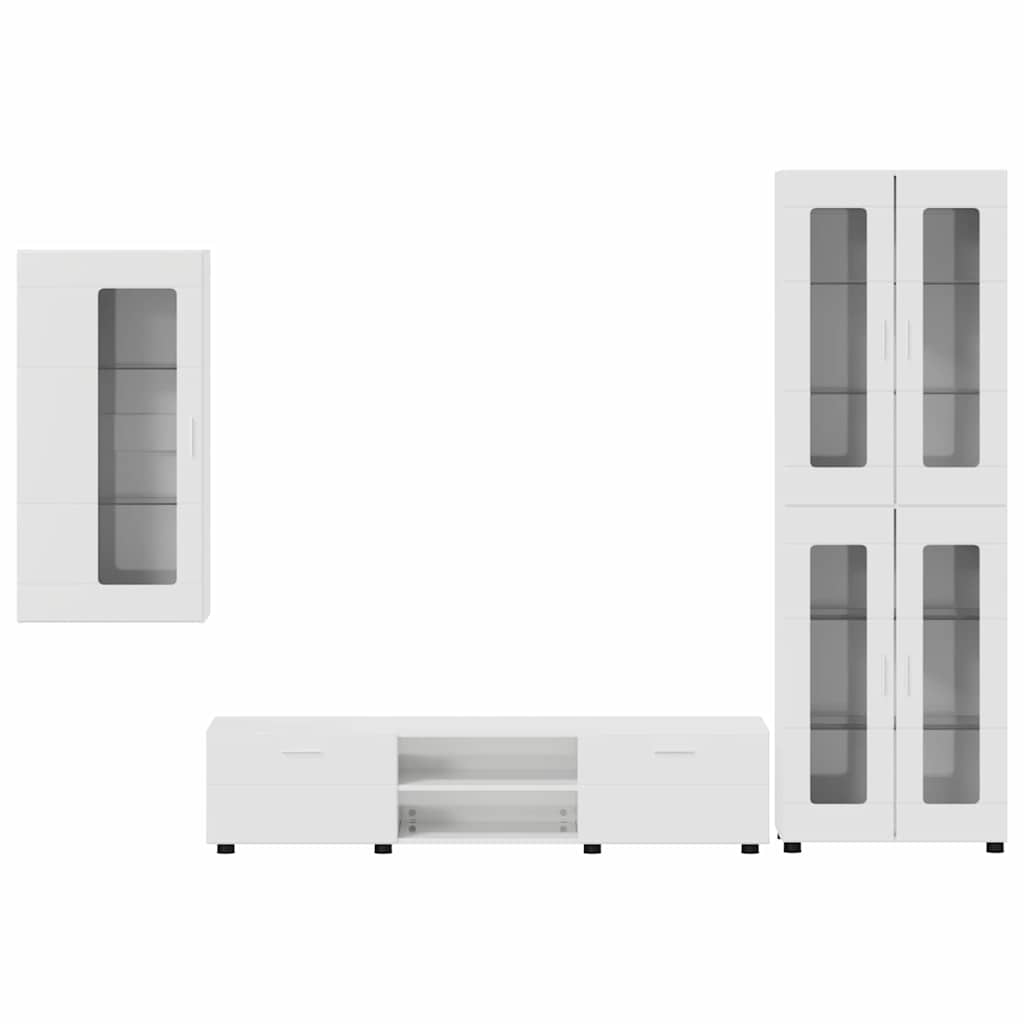 vidaXL TV Cabinet Set FLORIN 3 pcs High Gloss White Engineered Wood