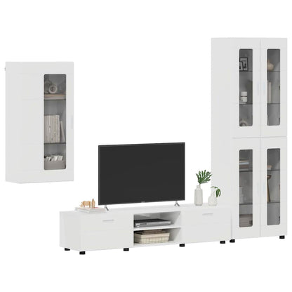 vidaXL TV Cabinet Set FLORIN 3 pcs High Gloss White Engineered Wood