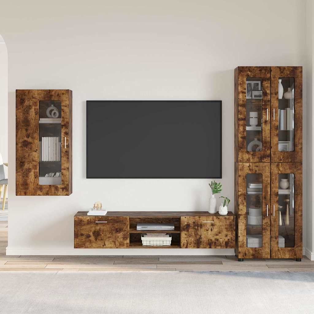 vidaXL TV Cabinet Set FLORIN 3 pcs Smoked Oak Engineered Wood