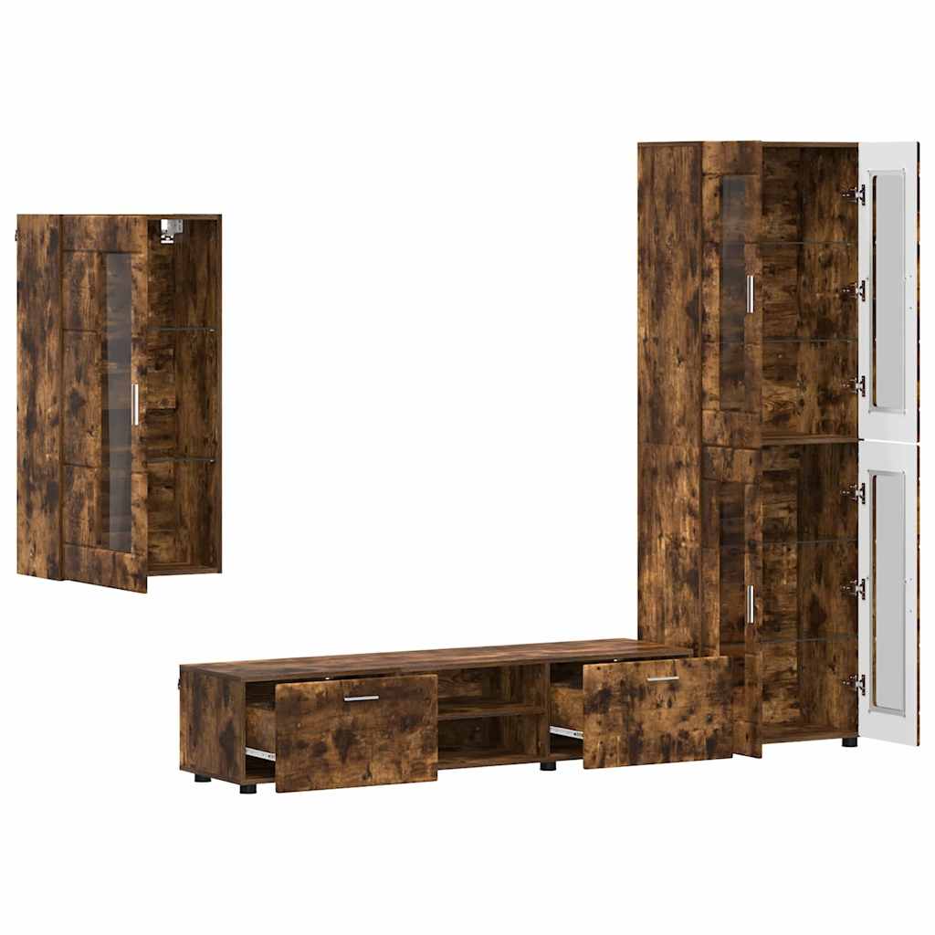 vidaXL TV Cabinet Set FLORIN 3 pcs Smoked Oak Engineered Wood