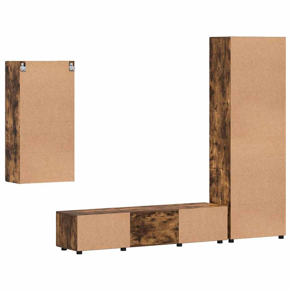 vidaXL TV Cabinet Set FLORIN 3 pcs Smoked Oak Engineered Wood