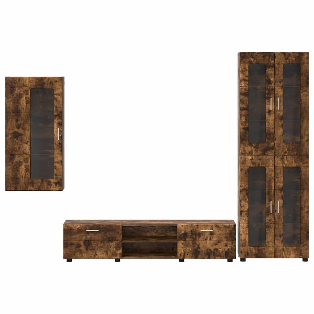 vidaXL TV Cabinet Set FLORIN 3 pcs Smoked Oak Engineered Wood