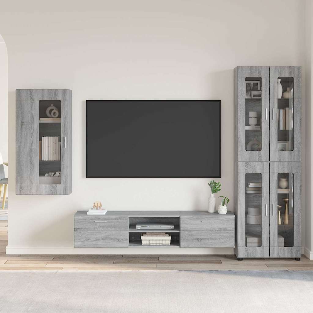 vidaXL TV Cabinet Set FLORIN 3 pcs Grey Sonoma Engineered Wood