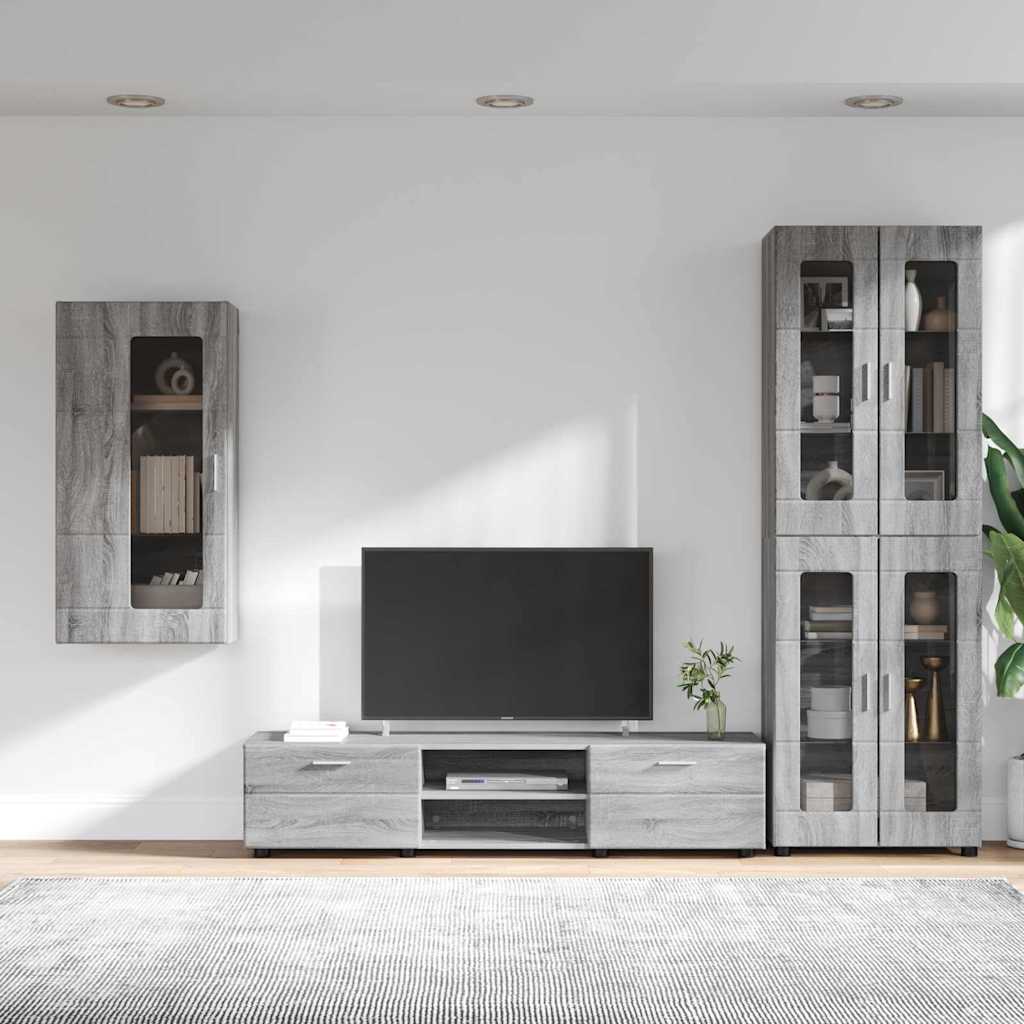 vidaXL TV Cabinet Set FLORIN 3 pcs Grey Sonoma Engineered Wood