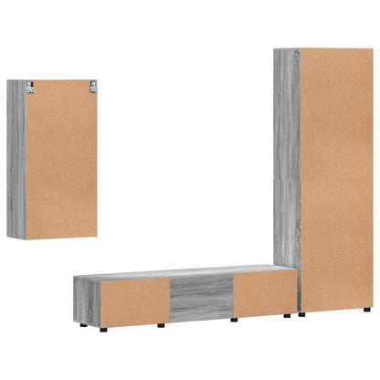 vidaXL TV Cabinet Set FLORIN 3 pcs Grey Sonoma Engineered Wood