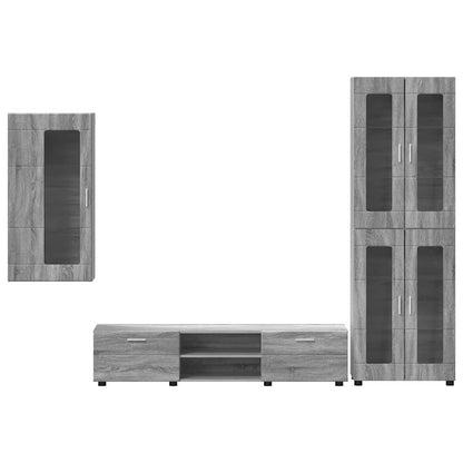 vidaXL TV Cabinet Set FLORIN 3 pcs Grey Sonoma Engineered Wood