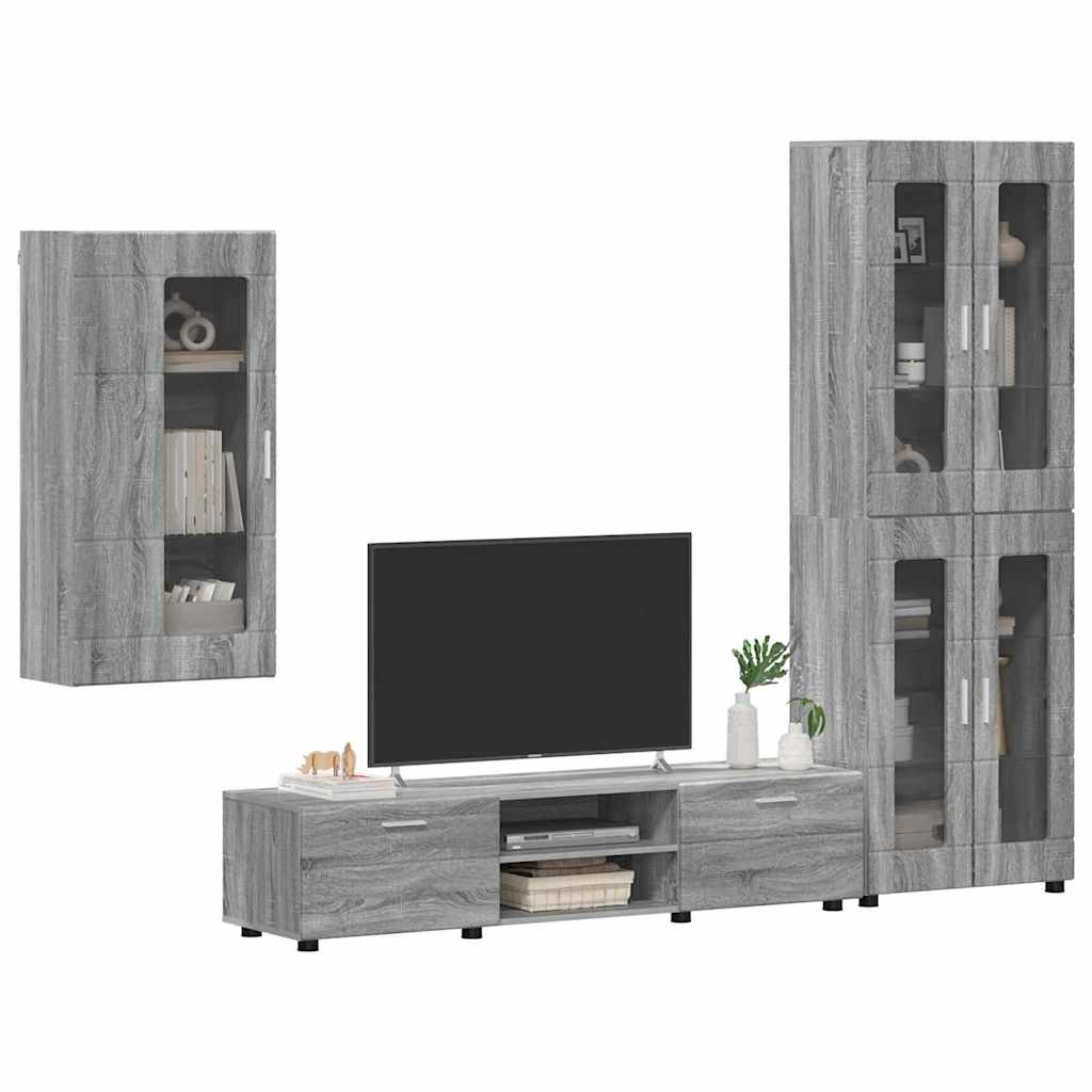 vidaXL TV Cabinet Set FLORIN 3 pcs Grey Sonoma Engineered Wood