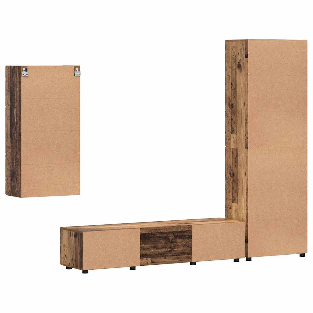 vidaXL TV Cabinet Set FLORIN 3 pcs Old Wood Engineered Wood