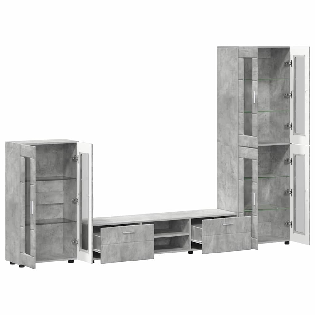 vidaXL TV Cabinet Set FLORIN 3 pcs Concrete Grey Engineered Wood