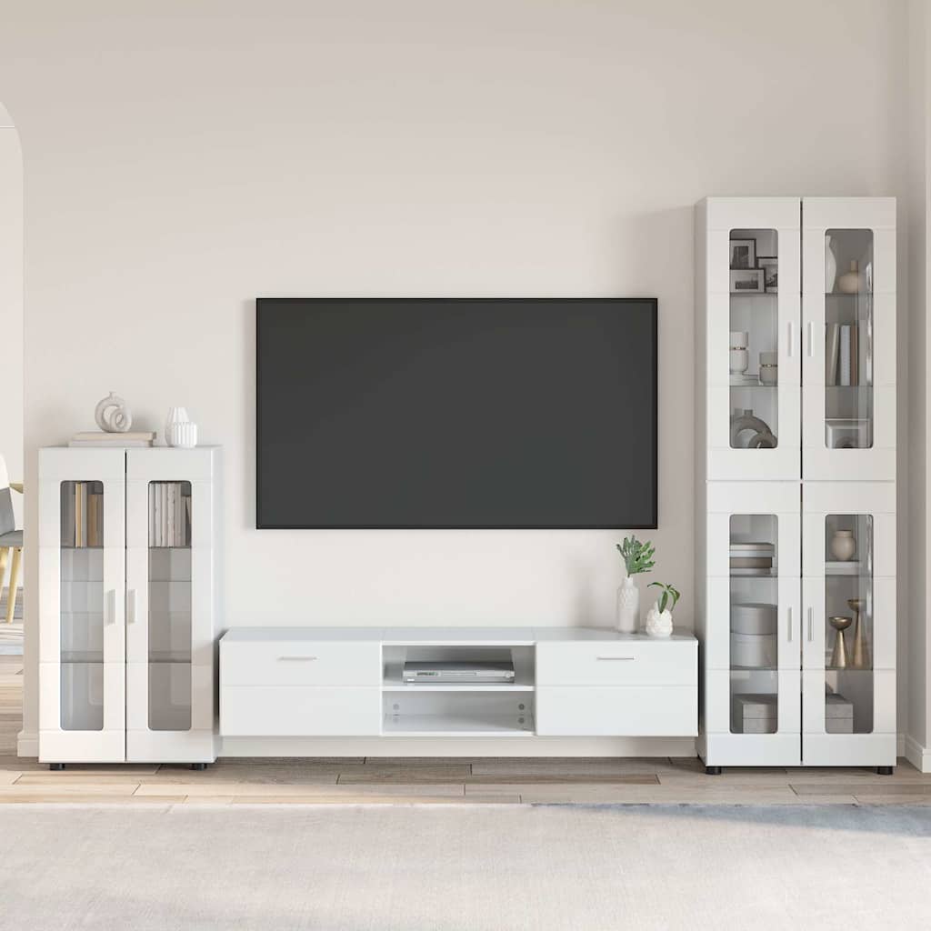 vidaXL TV Cabinet Set FLORIN 3 pcs High Gloss White Engineered Wood