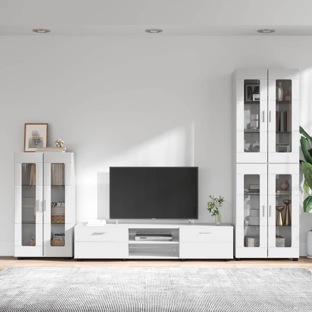 vidaXL TV Cabinet Set FLORIN 3 pcs High Gloss White Engineered Wood
