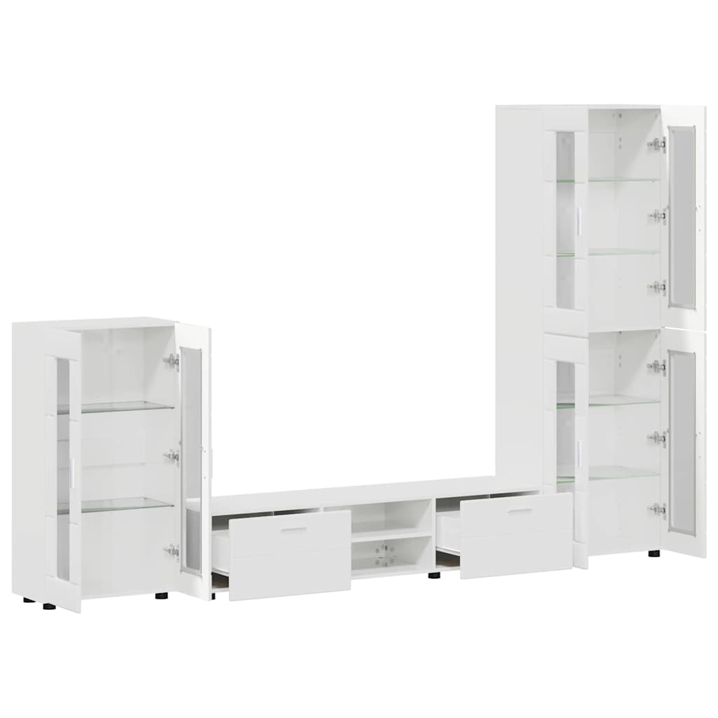 vidaXL TV Cabinet Set FLORIN 3 pcs High Gloss White Engineered Wood