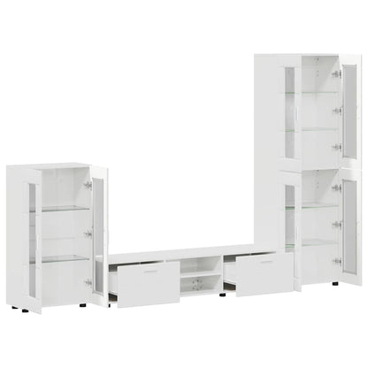 vidaXL TV Cabinet Set FLORIN 3 pcs High Gloss White Engineered Wood