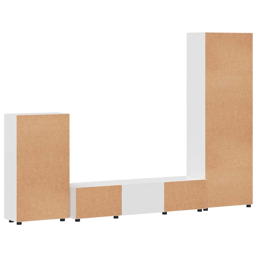 vidaXL TV Cabinet Set FLORIN 3 pcs High Gloss White Engineered Wood