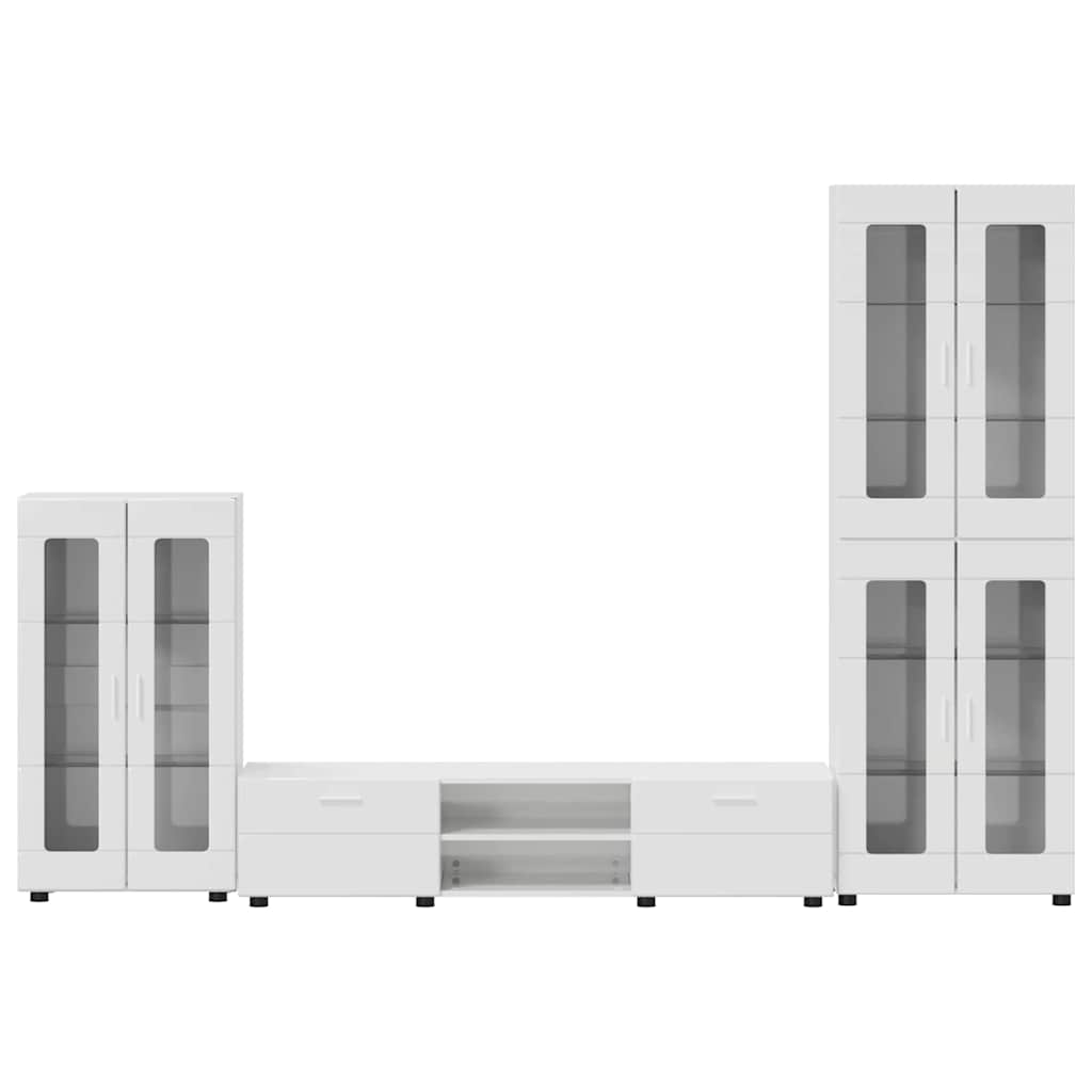 vidaXL TV Cabinet Set FLORIN 3 pcs High Gloss White Engineered Wood
