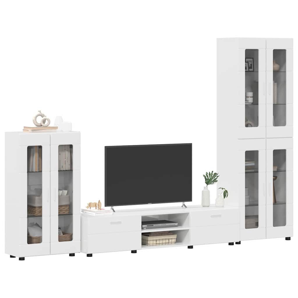 vidaXL TV Cabinet Set FLORIN 3 pcs High Gloss White Engineered Wood