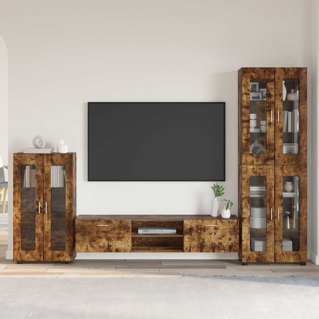 vidaXL TV Cabinet Set FLORIN 3 pcs Smoked Oak Engineered Wood