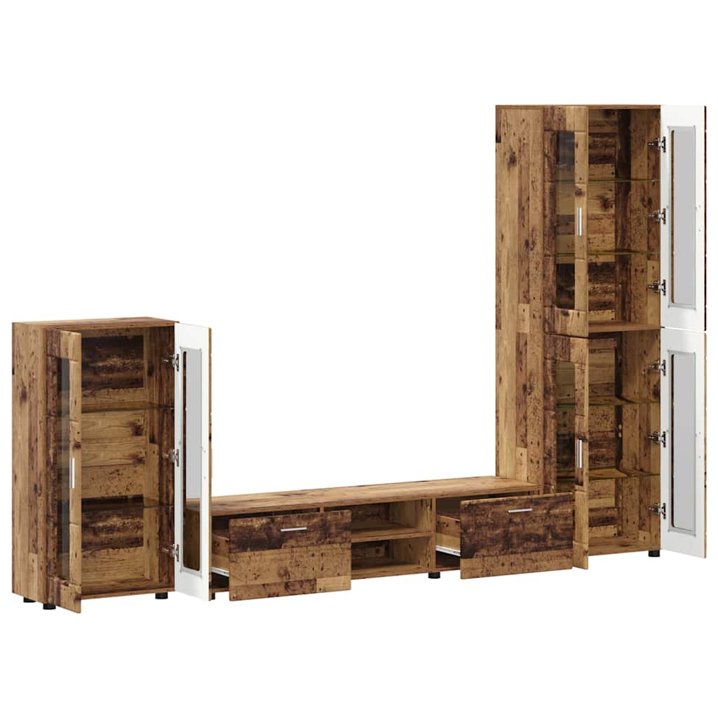 vidaXL TV Cabinet Set FLORIN 3 pcs Old Wood Engineered Wood
