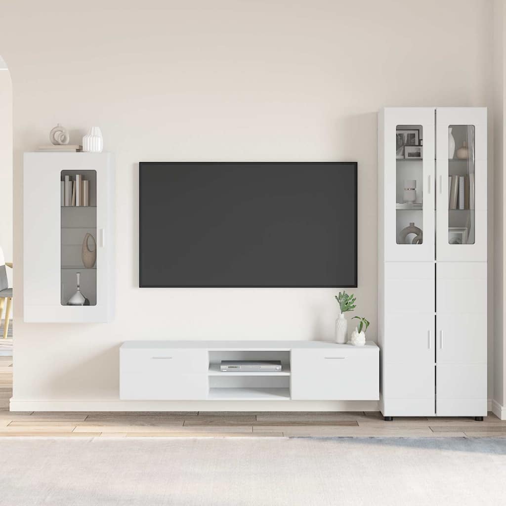vidaXL TV Cabinet Set with Drawer FLORIN 3 pcs White Engineered Wood