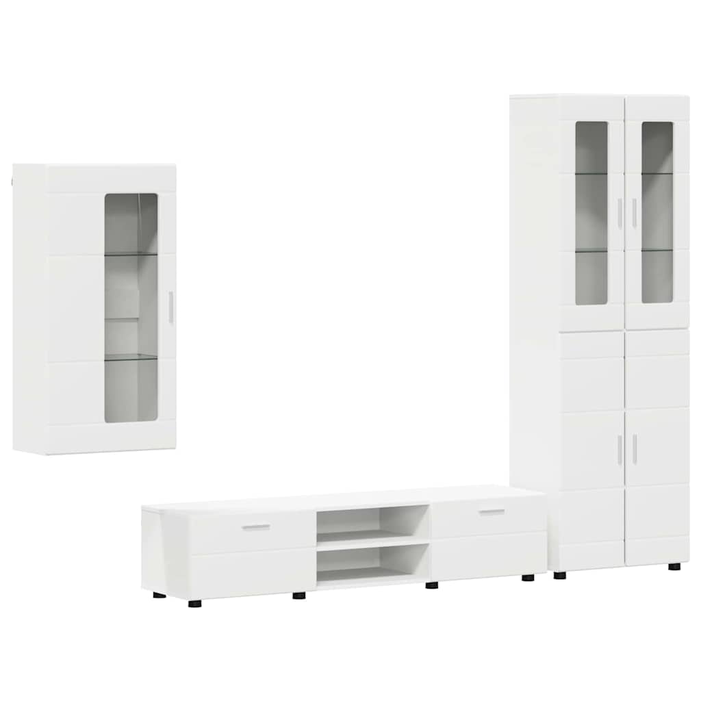 vidaXL TV Cabinet Set with Drawer FLORIN 3 pcs White Engineered Wood