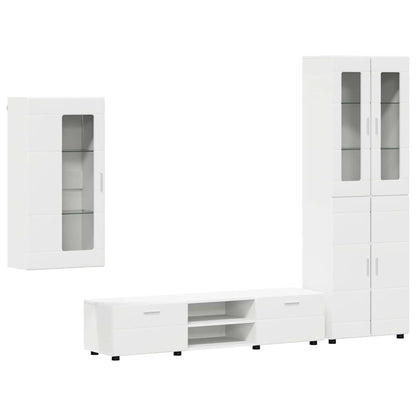 vidaXL TV Cabinet Set with Drawer FLORIN 3 pcs White Engineered Wood