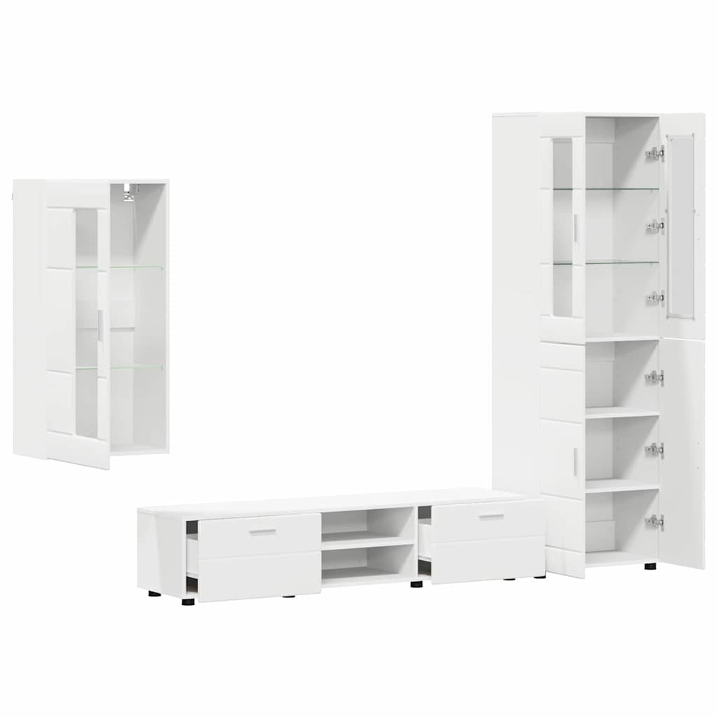 vidaXL TV Cabinet Set with Drawer FLORIN 3 pcs White Engineered Wood