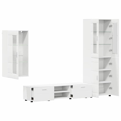 vidaXL TV Cabinet Set with Drawer FLORIN 3 pcs White Engineered Wood