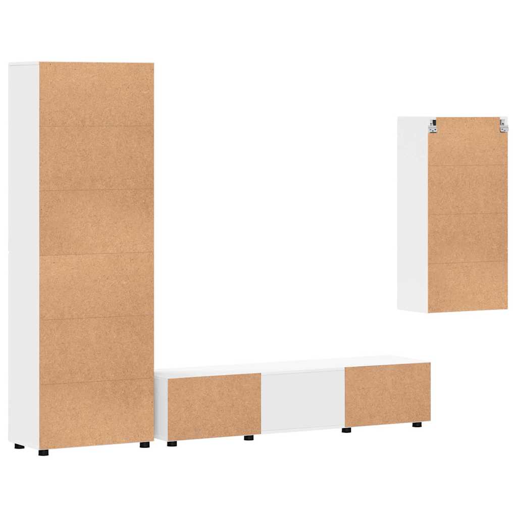 vidaXL TV Cabinet Set with Drawer FLORIN 3 pcs White Engineered Wood