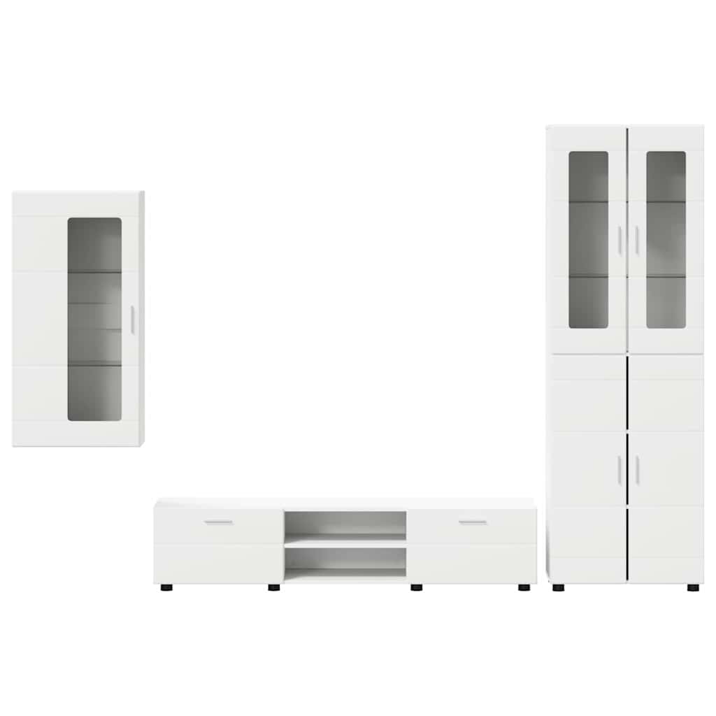 vidaXL TV Cabinet Set with Drawer FLORIN 3 pcs White Engineered Wood