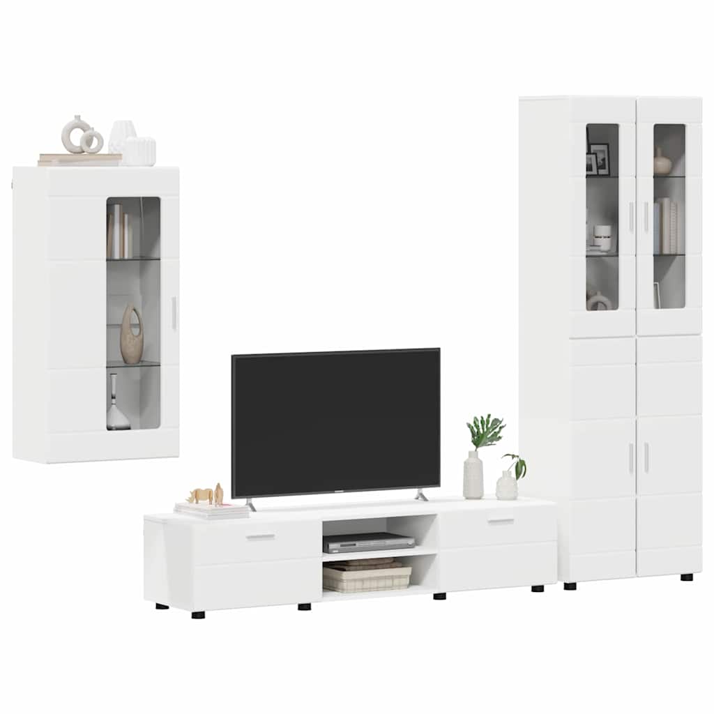 vidaXL TV Cabinet Set with Drawer FLORIN 3 pcs White Engineered Wood