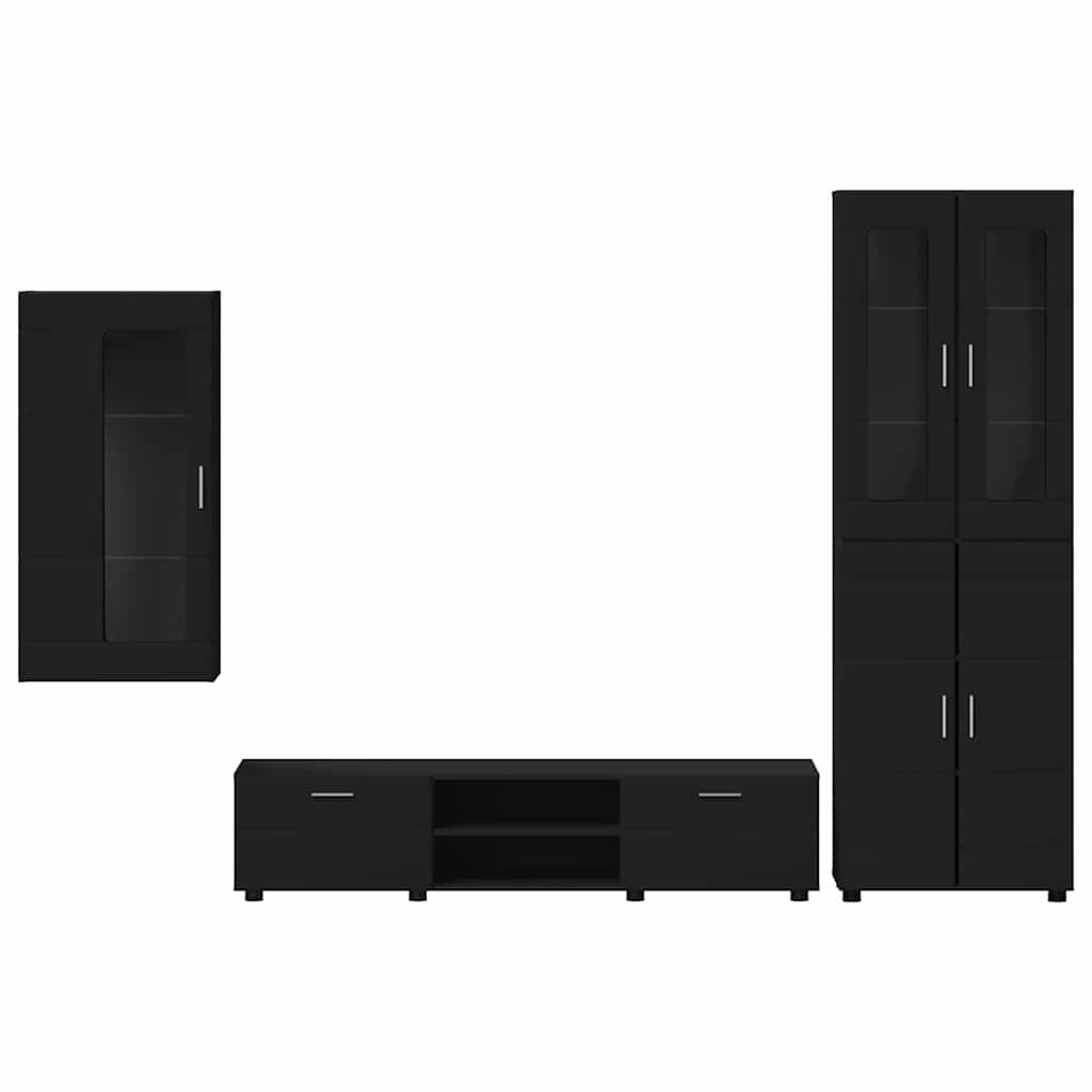 vidaXL TV Cabinet Set FLORIN 3 pcs Black Engineered Wood