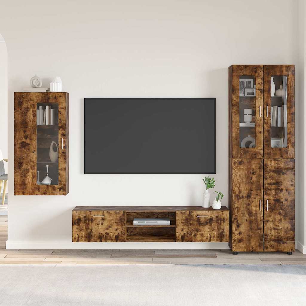 vidaXL TV Cabinet Set FLORIN 3 pcs Smoked Oak Engineered Wood