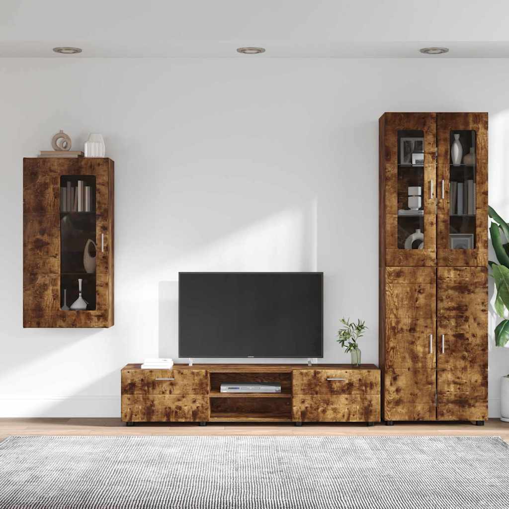 vidaXL TV Cabinet Set FLORIN 3 pcs Smoked Oak Engineered Wood