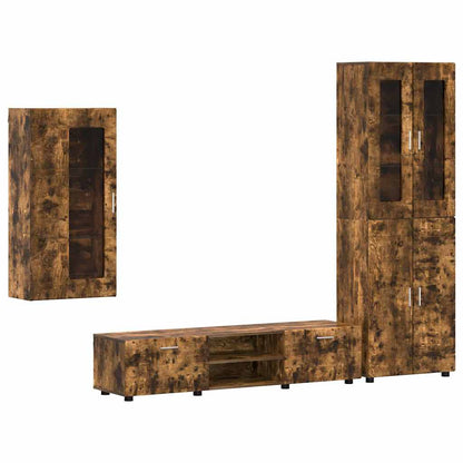 vidaXL TV Cabinet Set FLORIN 3 pcs Smoked Oak Engineered Wood