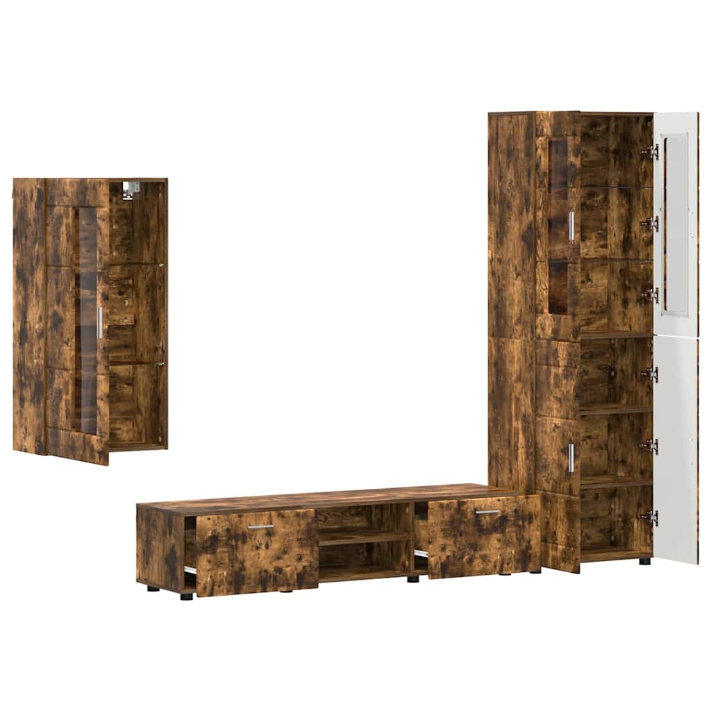 vidaXL TV Cabinet Set FLORIN 3 pcs Smoked Oak Engineered Wood