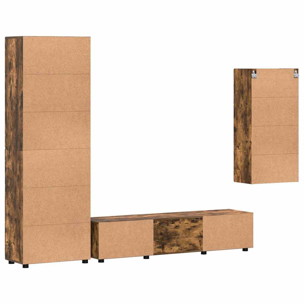 vidaXL TV Cabinet Set FLORIN 3 pcs Smoked Oak Engineered Wood