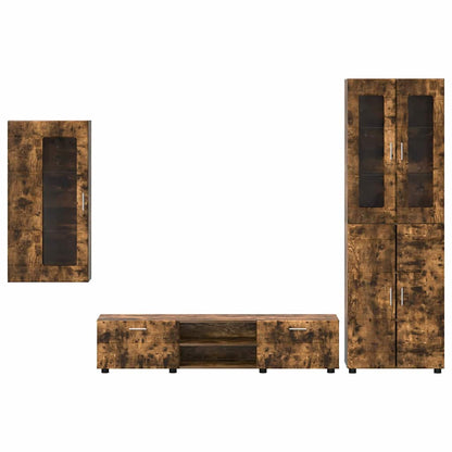 vidaXL TV Cabinet Set FLORIN 3 pcs Smoked Oak Engineered Wood