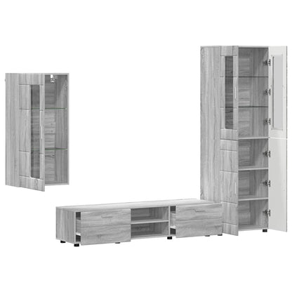 vidaXL TV Cabinet Set FLORIN 3 pcs Grey Sonoma Engineered Wood