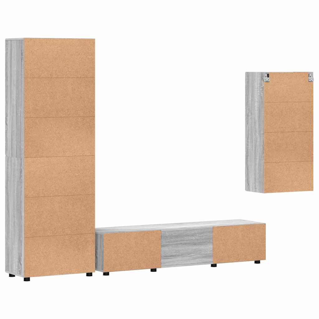 vidaXL TV Cabinet Set FLORIN 3 pcs Grey Sonoma Engineered Wood
