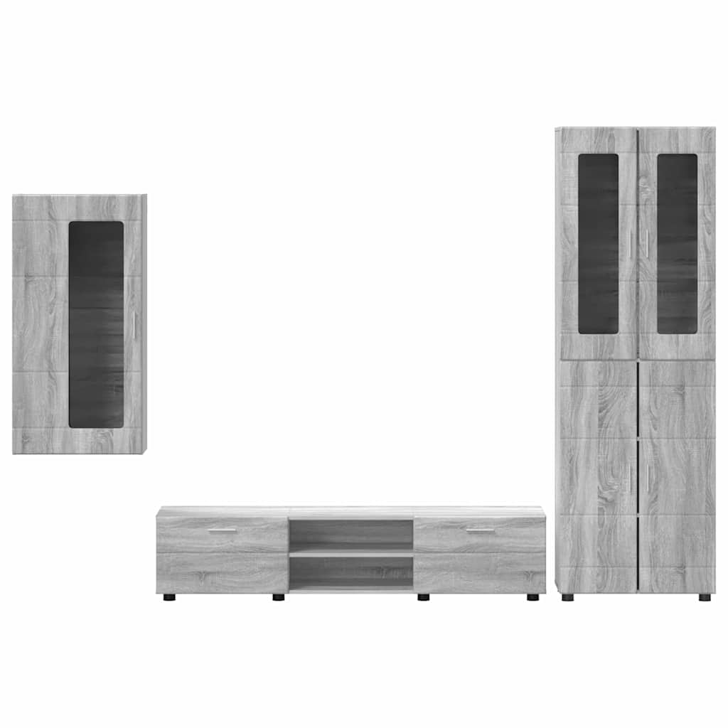vidaXL TV Cabinet Set FLORIN 3 pcs Grey Sonoma Engineered Wood