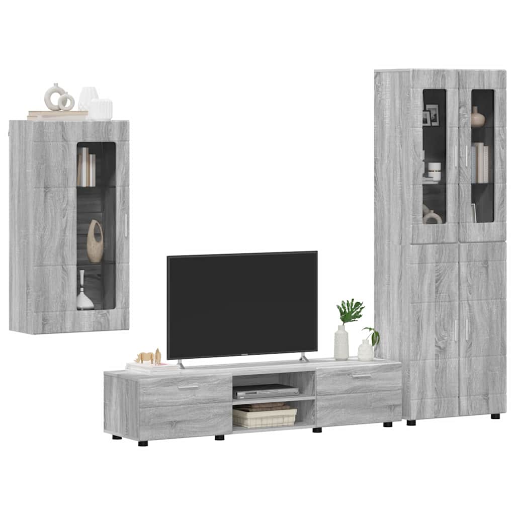 vidaXL TV Cabinet Set FLORIN 3 pcs Grey Sonoma Engineered Wood